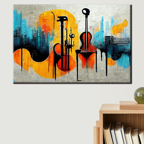 Une peinture de guitares et d'instruments Une peinture de guitares et d'instruments