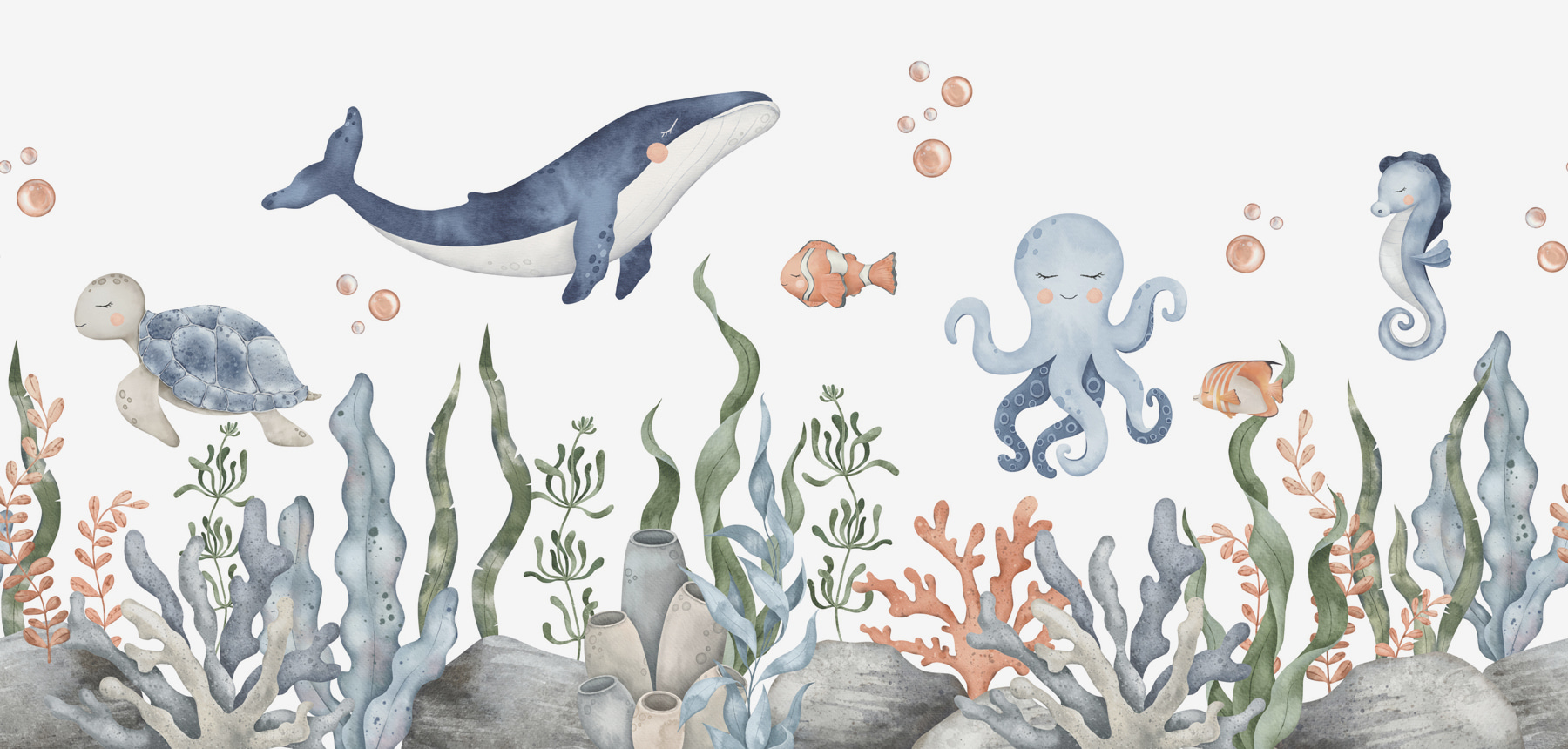 A whale and octopus under water A whale and octopus under water