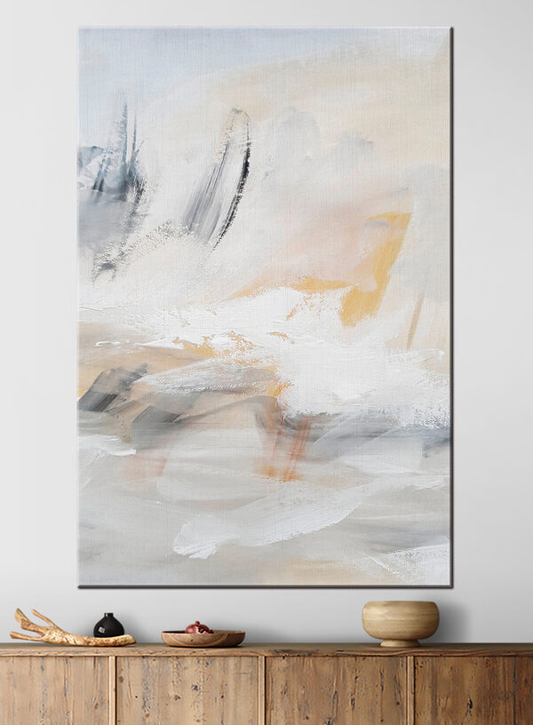 Un art abstrait blanc et gris Un art abstrait blanc et gris