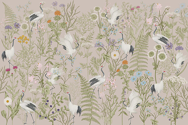 Un papier peint avec des oiseaux et des plantes Un papier peint avec des oiseaux et des plantes