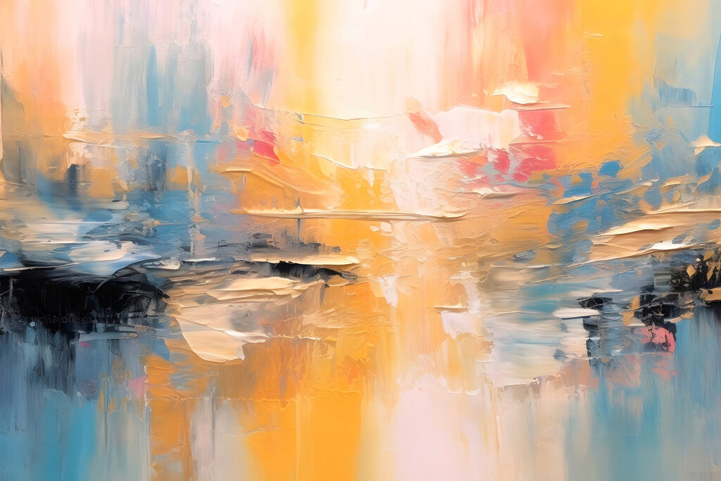 A painting of a colorful sky