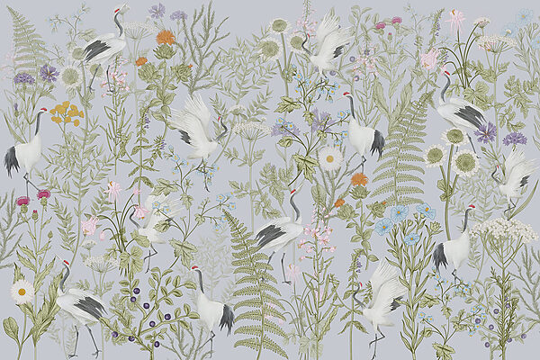 A wallpaper with birds and flowers A wallpaper with birds and flowers