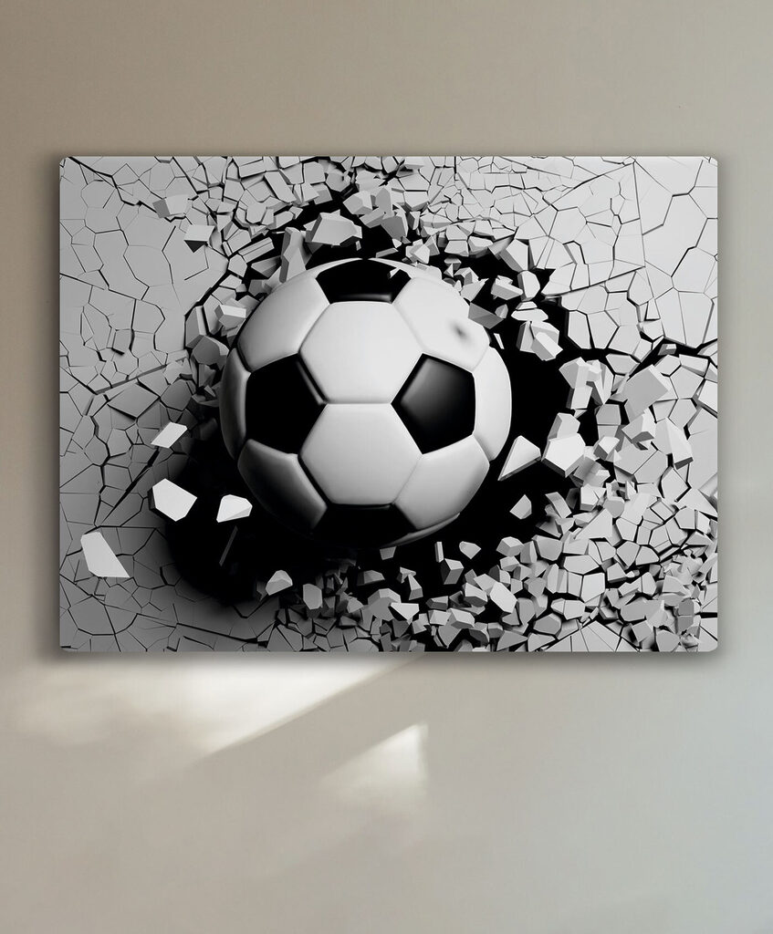A football ball breaking through a wall A football ball breaking through a wall