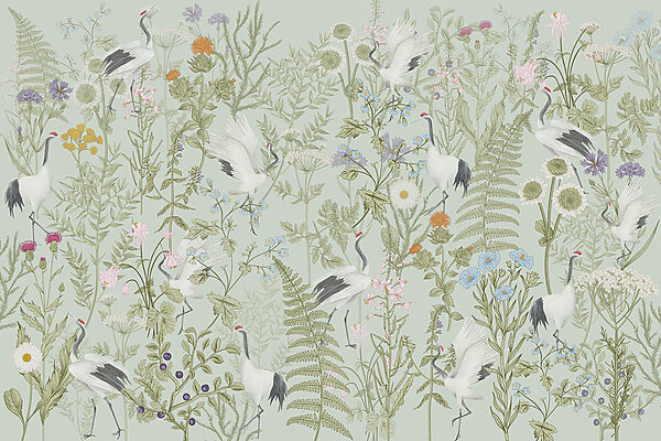 Un papier peint avec des oiseaux et des plantes Un papier peint avec des oiseaux et des plantes