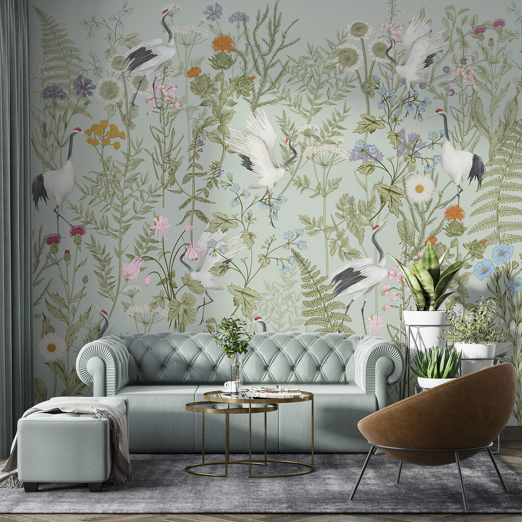 A wallpaper with birds and plants A wallpaper with birds and plants