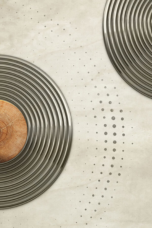 A circular metal rings with a brown circle A circular metal rings with a brown circle