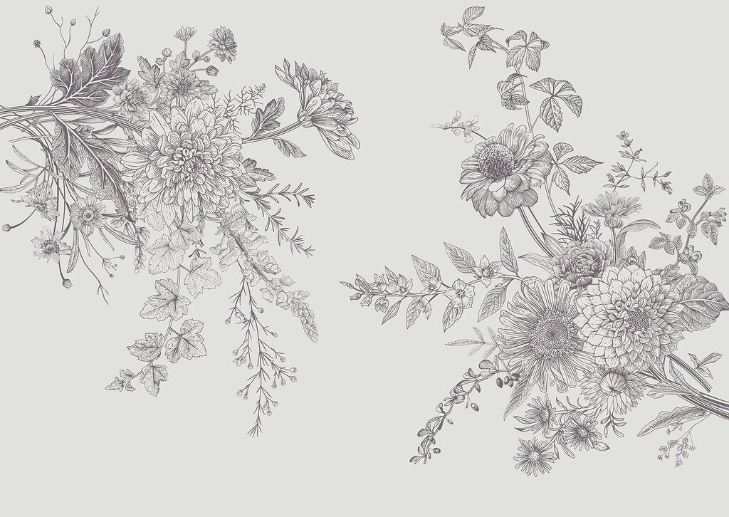 Un groupe de fleurs avec des feuilles Un groupe de fleurs avec des feuilles