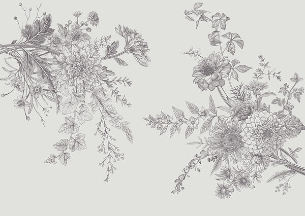 Un groupe de fleurs avec des feuilles Un groupe de fleurs avec des feuilles