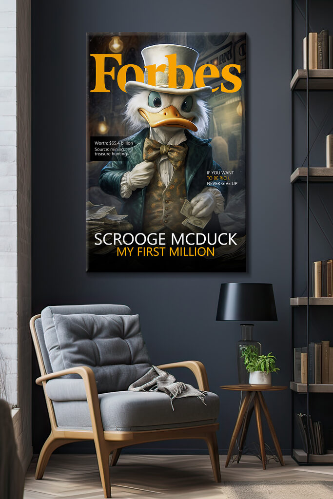 A duck wearing a suit and a bow tie holding money A duck wearing a suit and a bow tie holding money