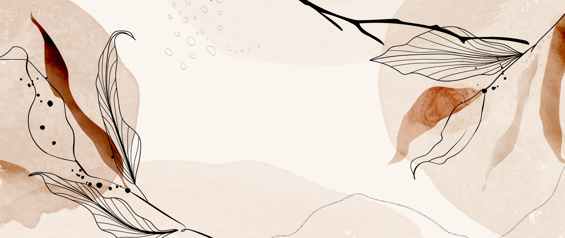 A white background with black and brown leaves