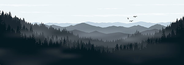 Un paysage de montagnes et d'arbres Un paysage de montagnes et d'arbres