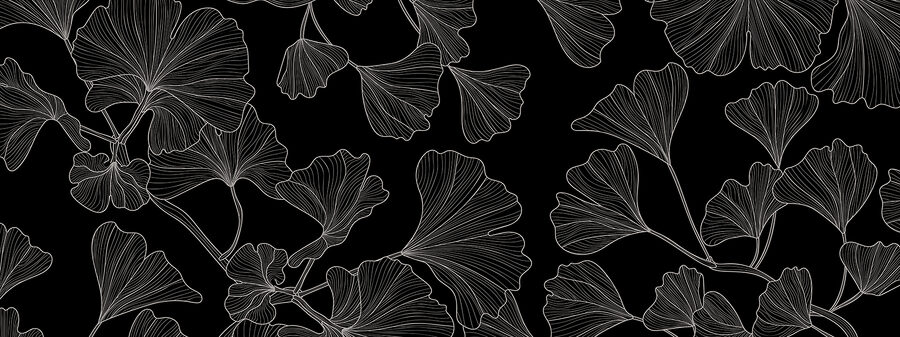 Un motif de feuilles en noir et blanc