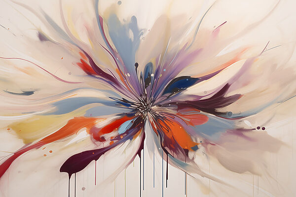 A colorful flower with a burst of paint A colorful flower with a burst of paint