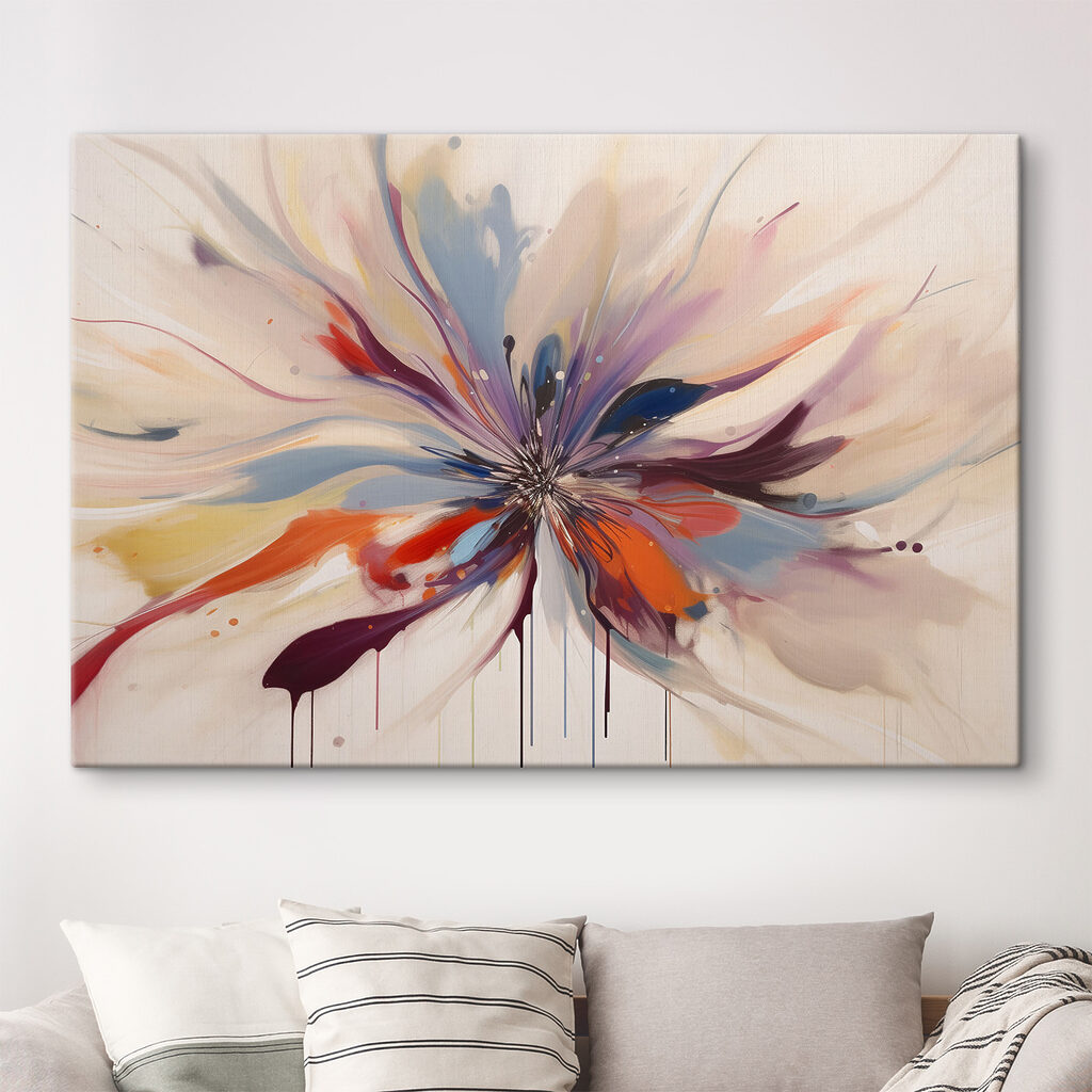 A colorful flower with a burst of paint A colorful flower with a burst of paint
