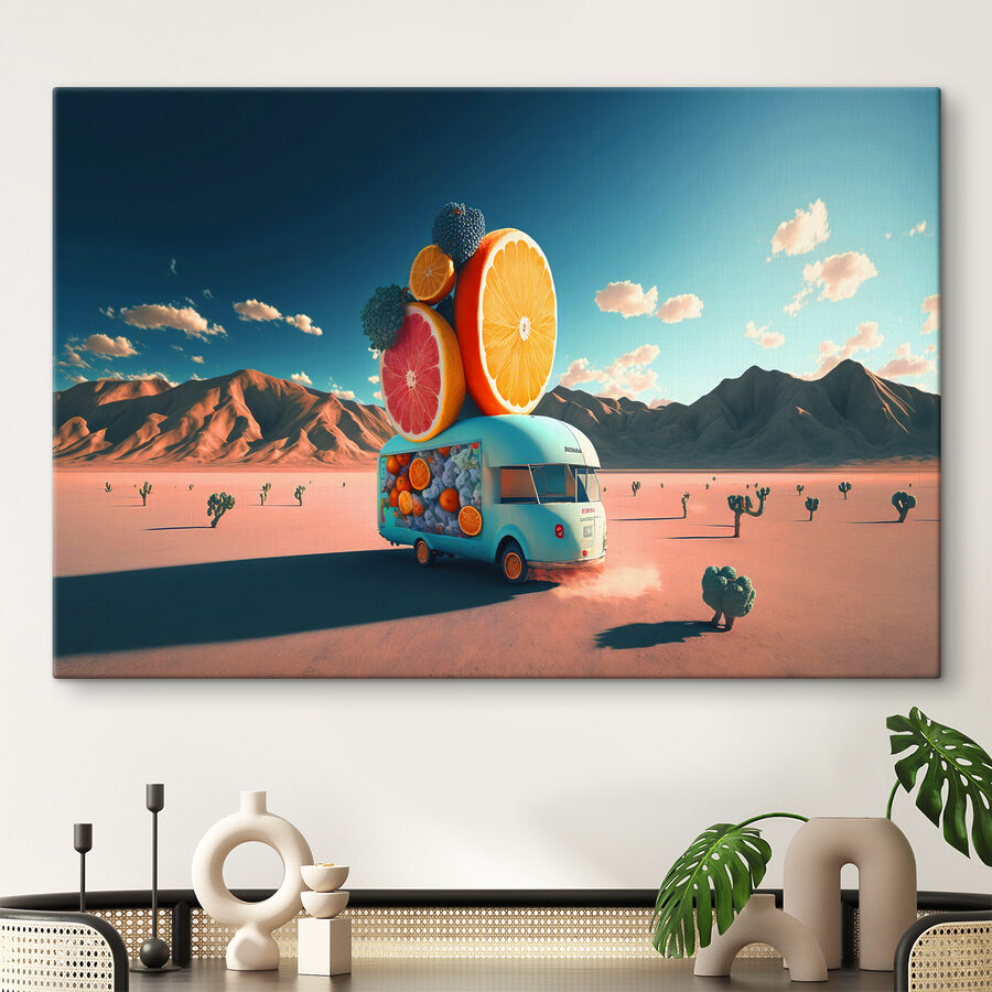 Une camionnette avec des fruits