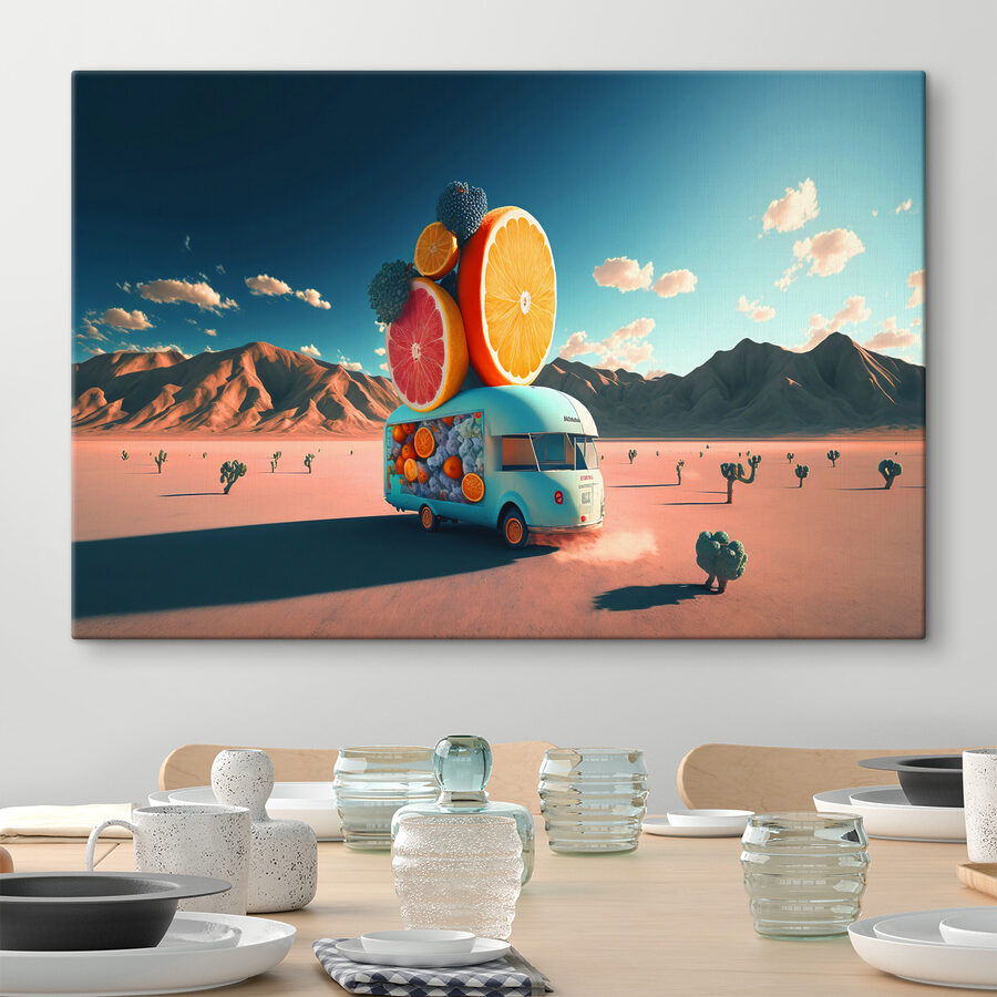 Une camionnette avec des fruits
