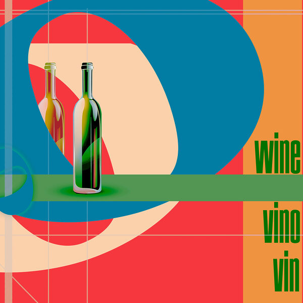 Une bouteille de vin sur un fond coloré Une bouteille de vin sur un fond coloré