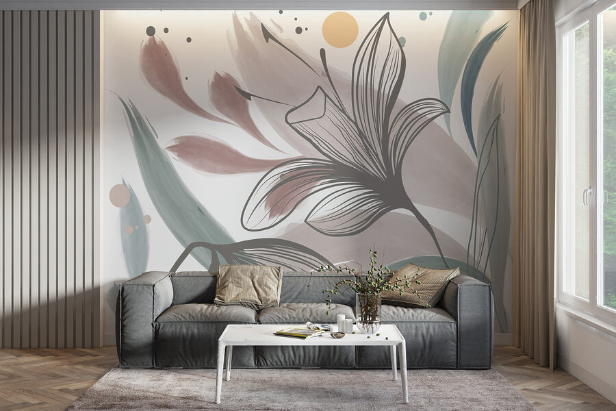 Un dessin de fleurs et de feuilles