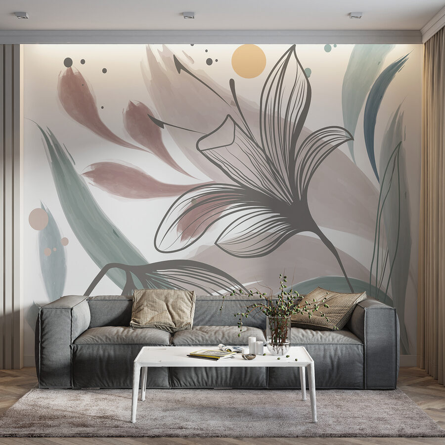 Un dessin de fleurs et de feuilles