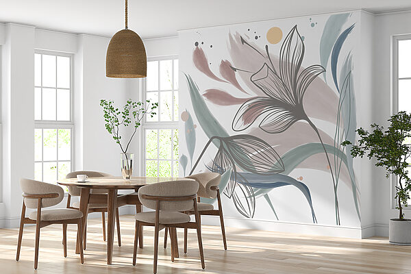 Un dessin de fleurs et de feuilles Un dessin de fleurs et de feuilles