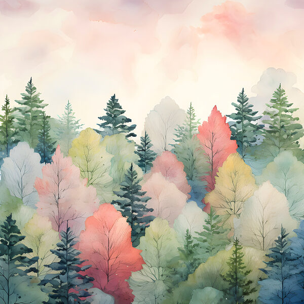 Une aquarelle d'arbres Une aquarelle d'arbres