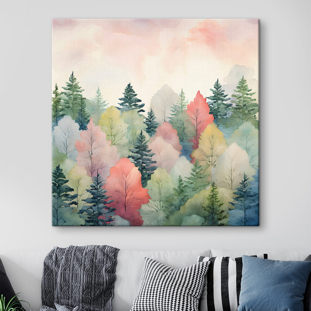 A watercolor painting of trees A watercolor painting of trees