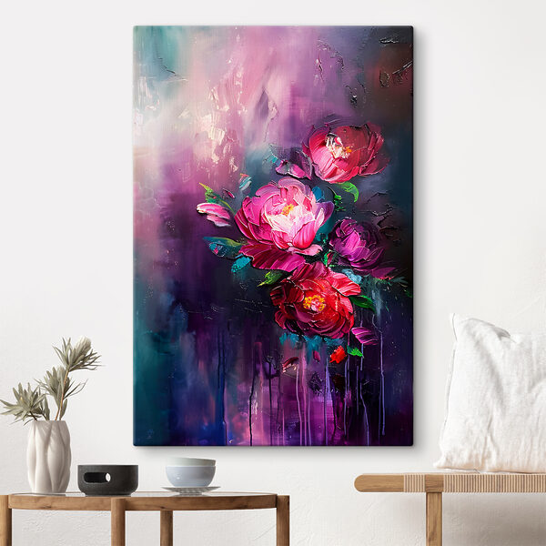 Peinture de fleurs sur fond violet Peinture de fleurs sur fond violet
