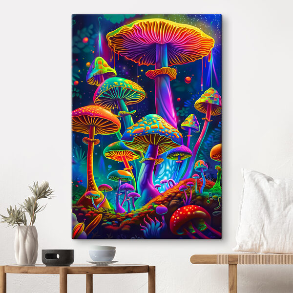 Champignons colorés dans une forêt Champignons colorés dans une forêt