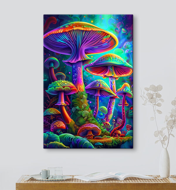 A group of colorful mushrooms A group of colorful mushrooms