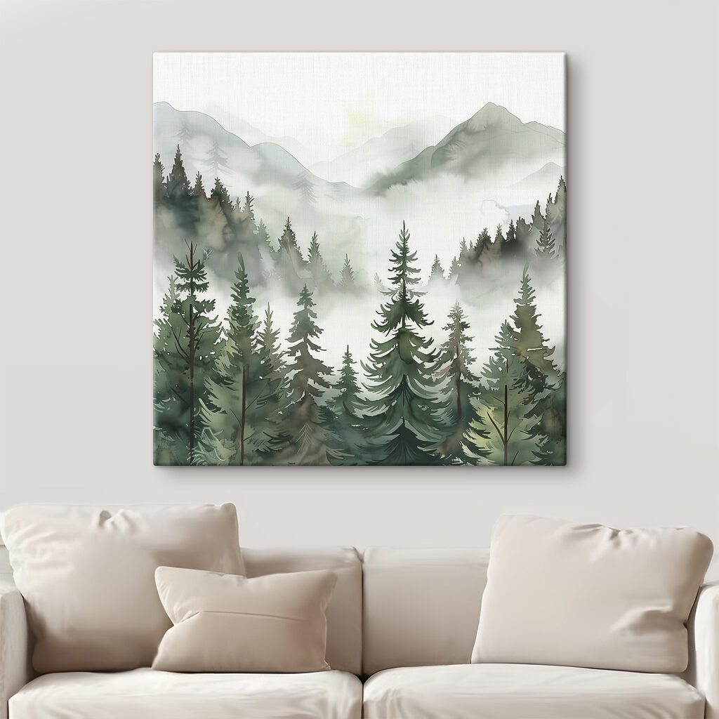 A landscape of trees and mountains A landscape of trees and mountains