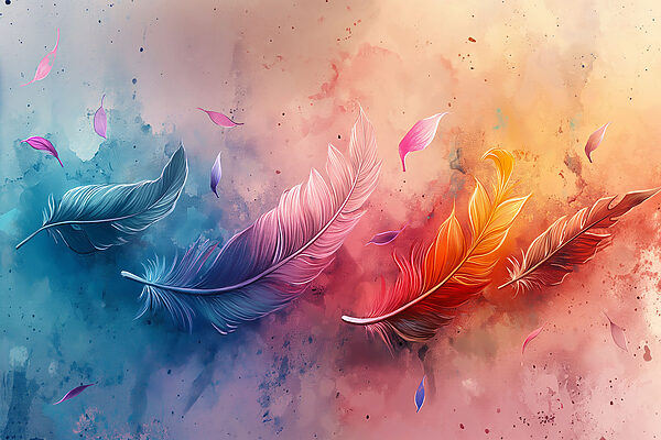 Plumes colorées volant dans l'air Plumes colorées volant dans l'air