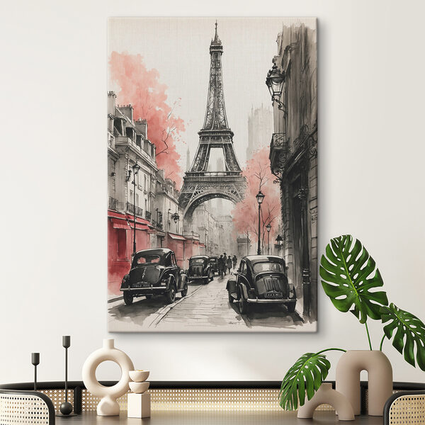 Une rue avec des voitures et une tour Une rue avec des voitures et une tour