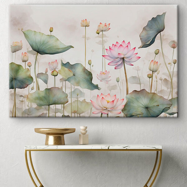Une peinture de fleurs et de feuilles Une peinture de fleurs et de feuilles