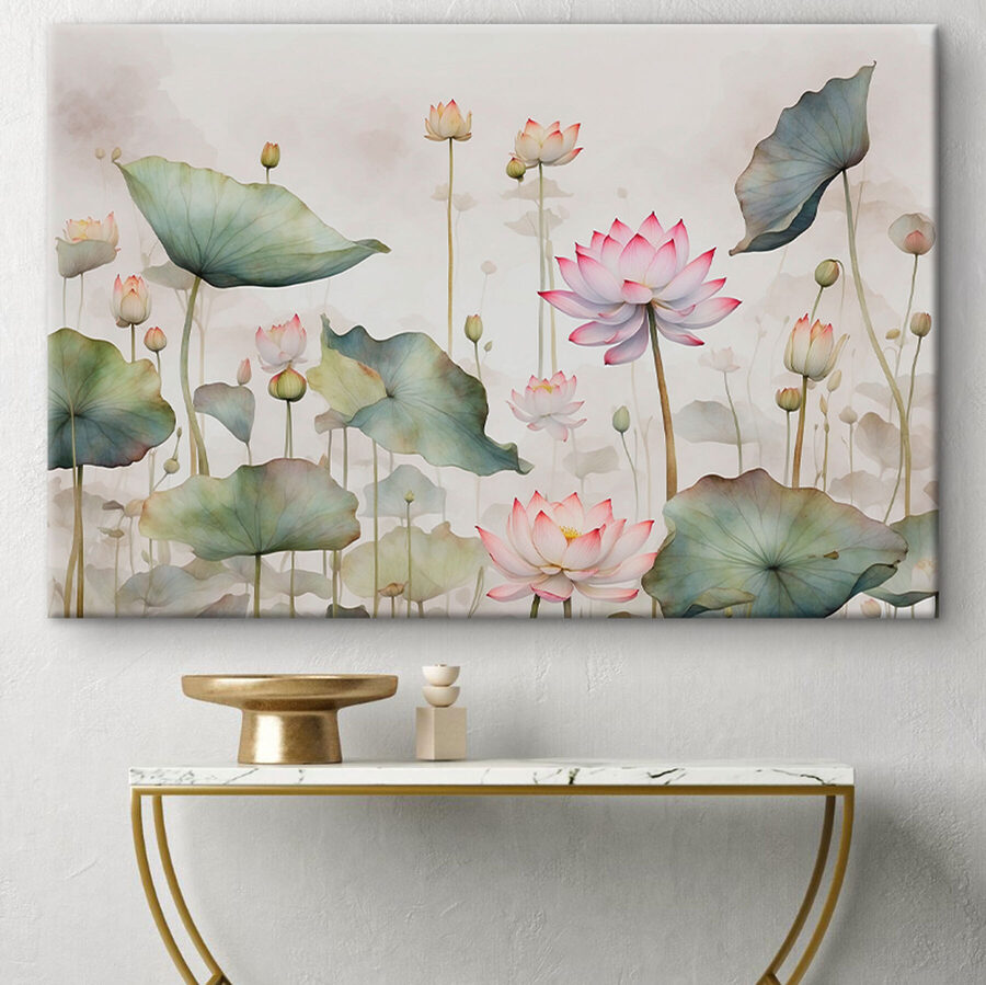 Une peinture de fleurs et de feuilles Une peinture de fleurs et de feuilles