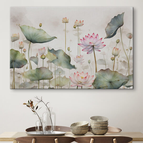 Une peinture de fleurs et de feuilles Une peinture de fleurs et de feuilles