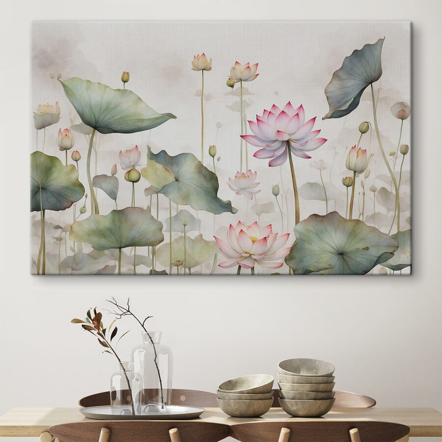 Une peinture de fleurs et de feuilles Une peinture de fleurs et de feuilles