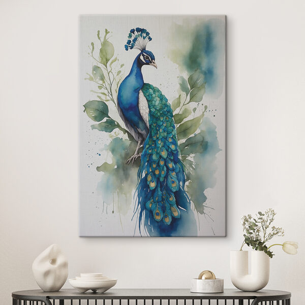Une aquarelle d'un paon Une aquarelle d'un paon