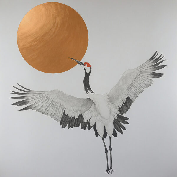 La grue danse sous un soleil radieux. La grue danse sous un soleil radieux.