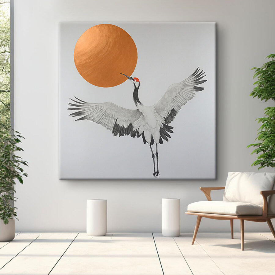La grue danse sous un soleil radieux. La grue danse sous un soleil radieux.