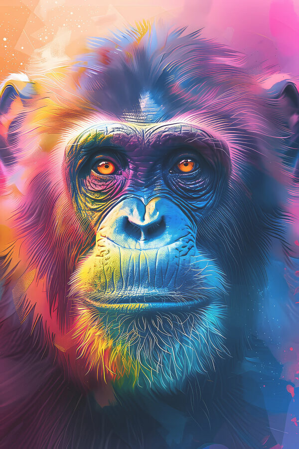 Un singe coloré aux yeux orange Un singe coloré aux yeux orange