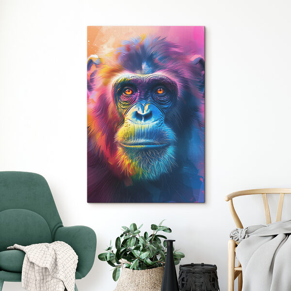 Un singe coloré aux yeux orange Un singe coloré aux yeux orange