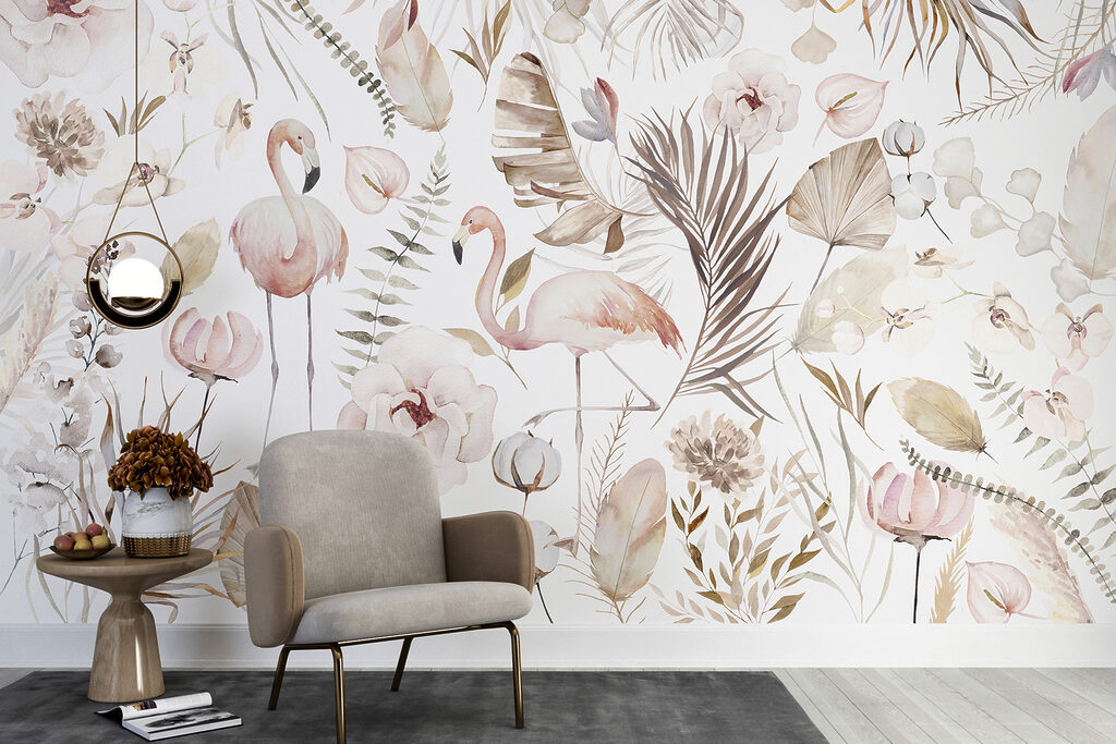 w00507pig4r 1024x683 - Une aquarelle de flamants roses et de fleurs - tegory