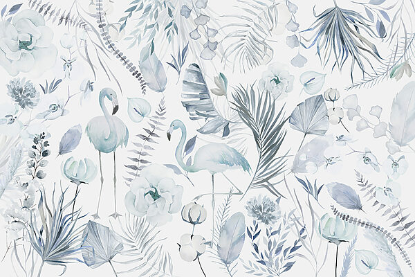 Un motif de flamants roses et de fleurs Un motif de flamants roses et de fleurs