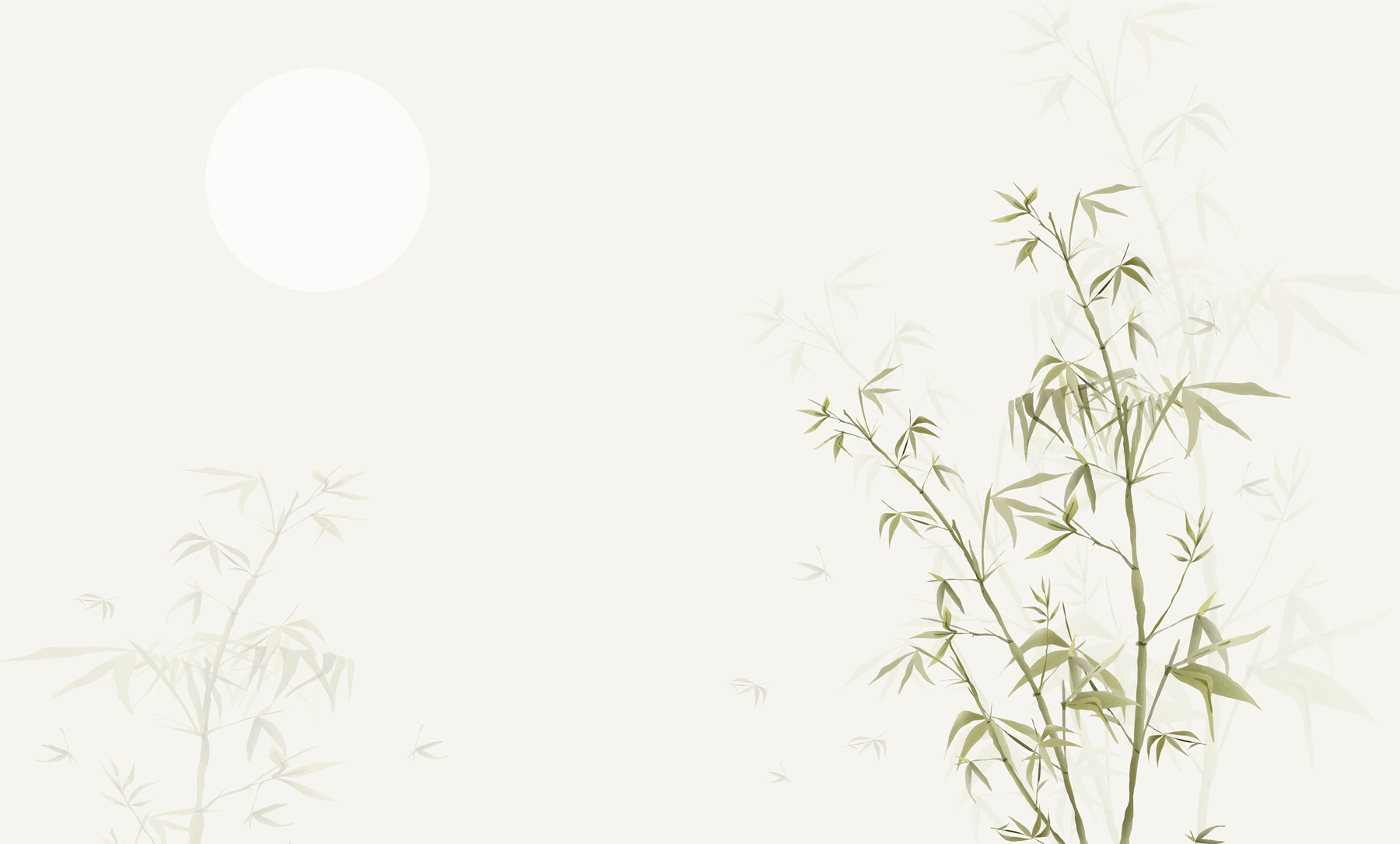 Une branche de bambou avec des feuilles et un soleil w00547p - Une branche de bambou avec des feuilles et un soleil