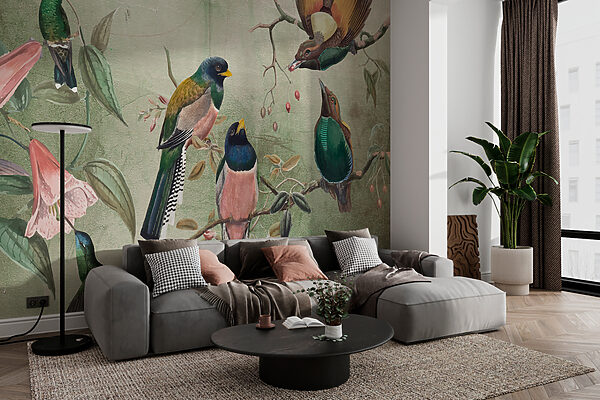 Groupe d'oiseaux sur une branche w00543pig201r 600x400 - Groupe d'oiseaux sur une branche - tegory