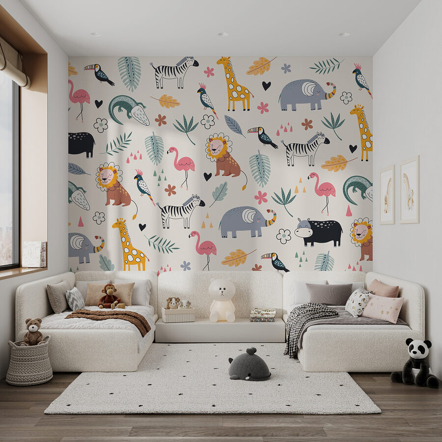 Un motif d'animaux et de feuilles Un motif d'animaux et de feuilles