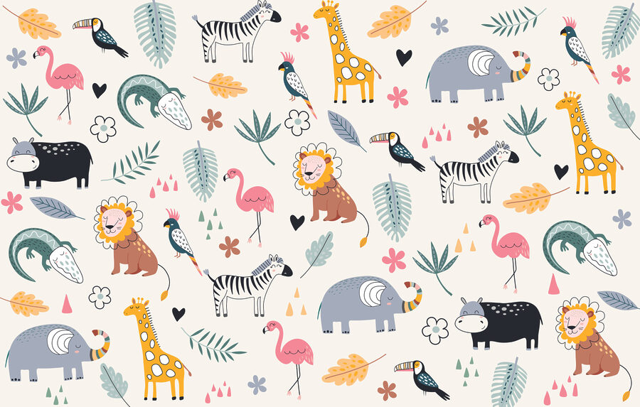 Un motif d'animaux et de feuilles Un motif d'animaux et de feuilles