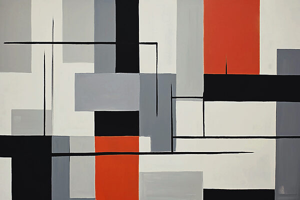 Une peinture de rectangles noirs, rouges et blancs Une peinture de rectangles noirs, rouges et blancs