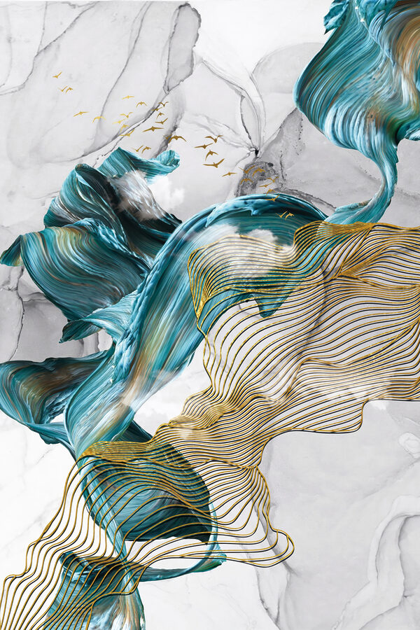 Vagues éthérées et oiseaux en vol Vagues éthérées et oiseaux en vol