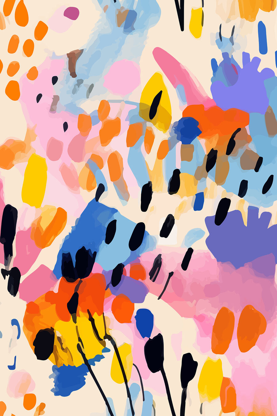 Tableaux Une peinture colorée de points noirs et de taches – Image 8